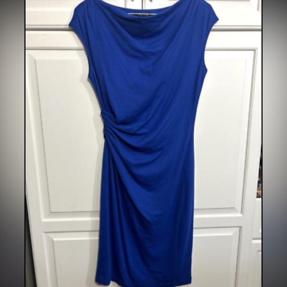 Lafayette 148 New York Royal Blue Midi Dress sz 14 - Picture 2 of 6